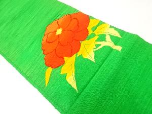 リサイクル　手織り紬牡丹模様織出し名古屋帯